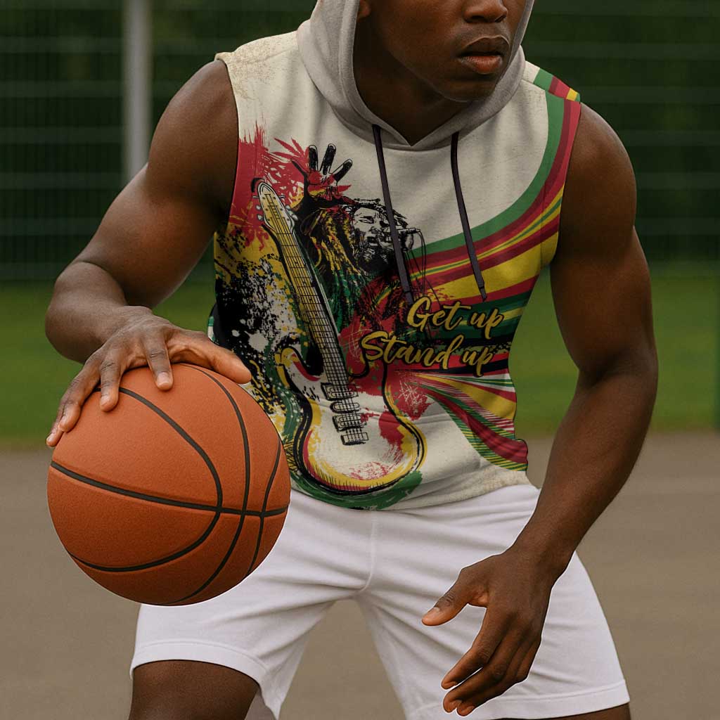 Reggae Soul B.Marley Grungy Sleeveless Hoodie Get Up Stand Up - African Pride