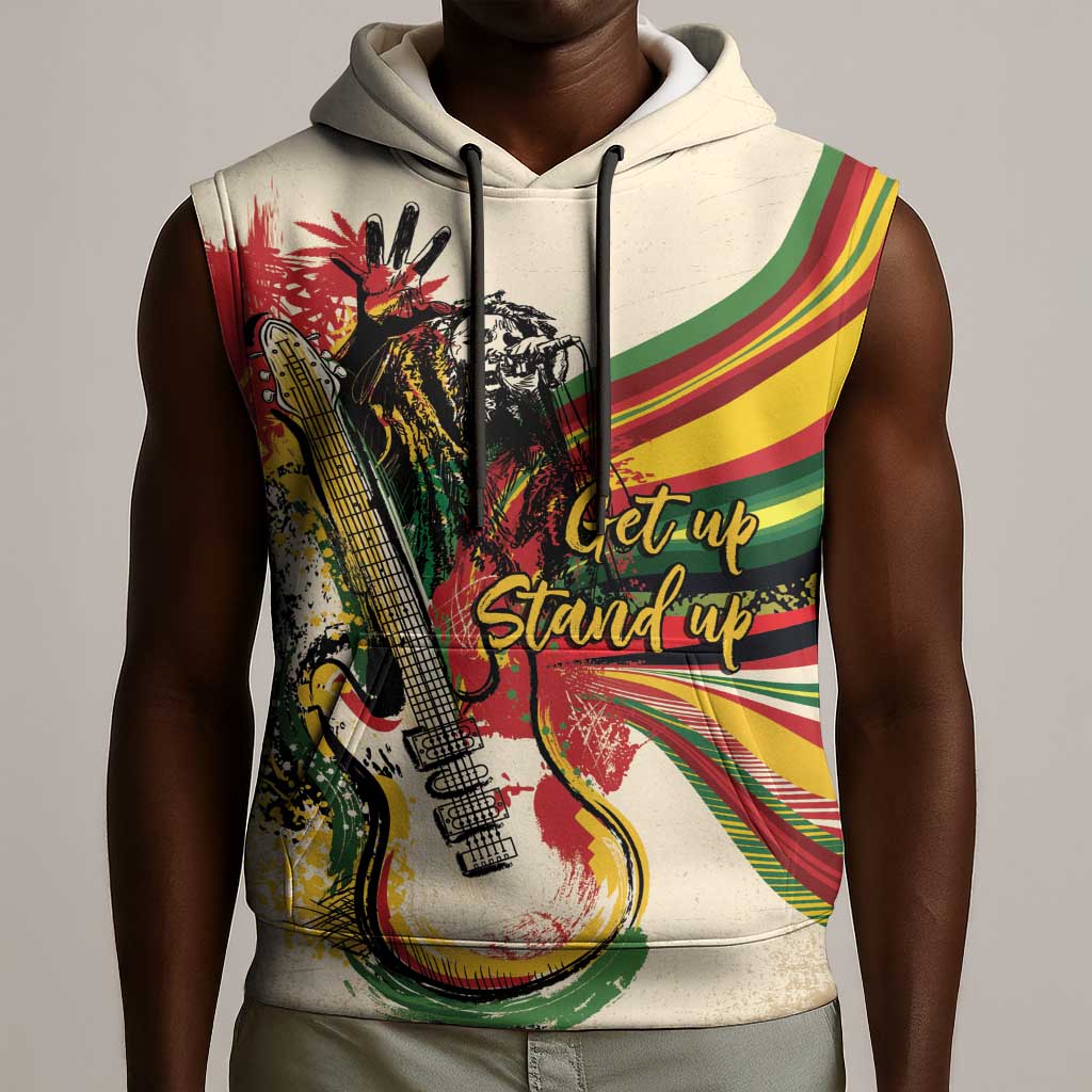 Reggae Soul B.Marley Grungy Sleeveless Hoodie Get Up Stand Up - African Pride