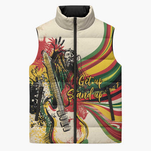 Reggae Soul B.Marley Grungy Sleeveless Puffer Jacket Get Up Stand Up - African Pride