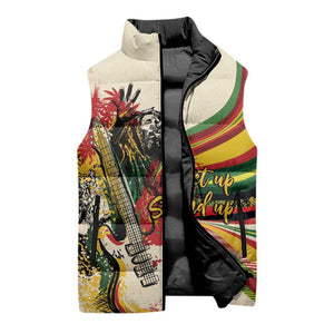 Reggae Soul B.Marley Grungy Sleeveless Puffer Jacket Get Up Stand Up - African Pride