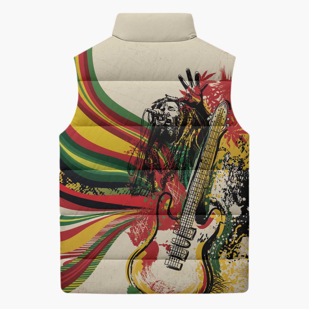Reggae Soul B.Marley Grungy Sleeveless Puffer Jacket Get Up Stand Up - African Pride