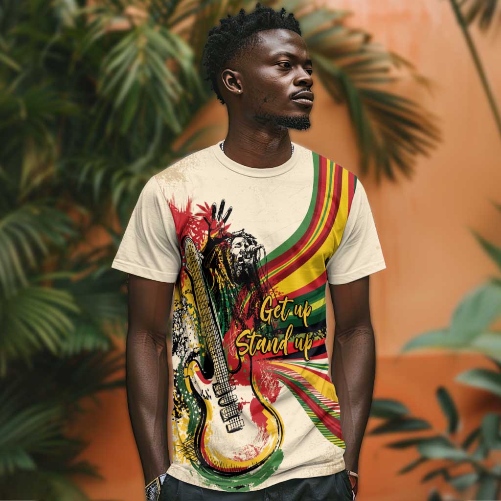 Reggae Soul B.Marley Grungy T shirt Get Up Stand Up - African Pride