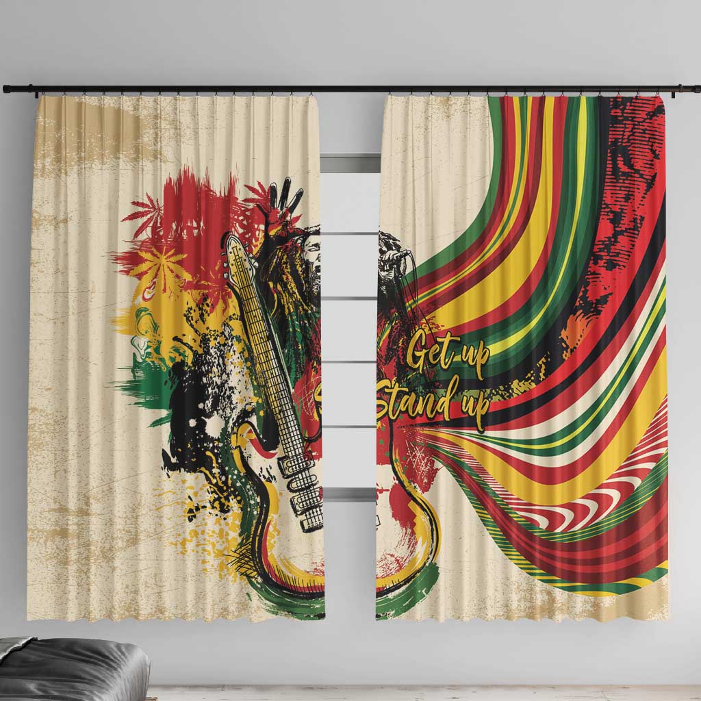 Reggae Soul B.Marley Grungy Window Curtain Get Up Stand Up - African Pride