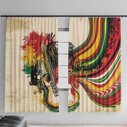 Reggae Soul B.Marley Grungy Window Curtain Get Up Stand Up - African Pride