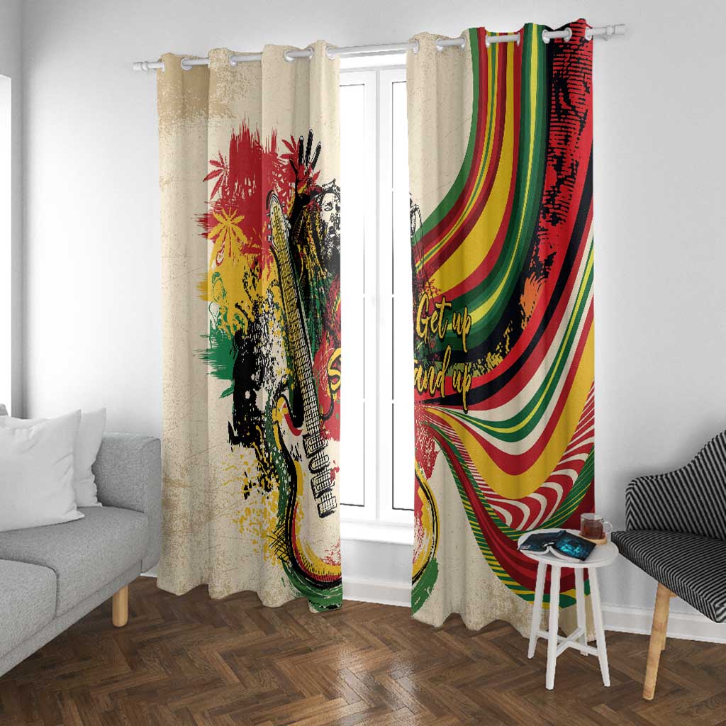 Reggae Soul B.Marley Grungy Window Curtain Get Up Stand Up - African Pride