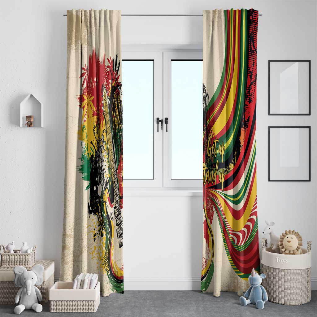 Reggae Soul B.Marley Grungy Window Curtain Get Up Stand Up - African Pride