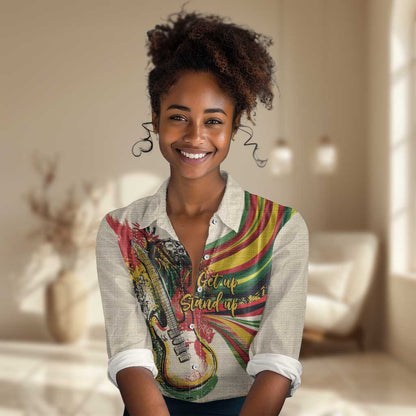 Reggae Soul B.Marley Grungy Women Casual Shirt Get Up Stand Up - African Pride