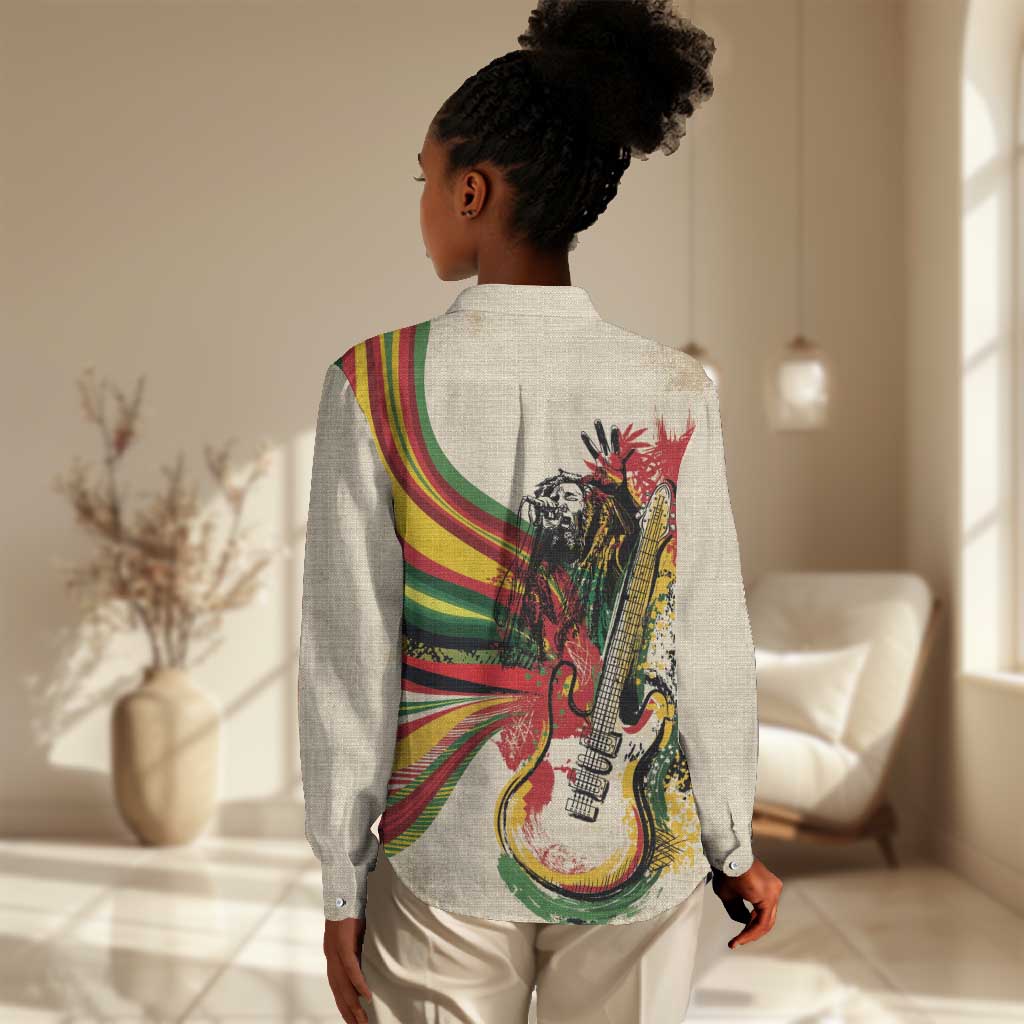Reggae Soul B.Marley Grungy Women Casual Shirt Get Up Stand Up - African Pride