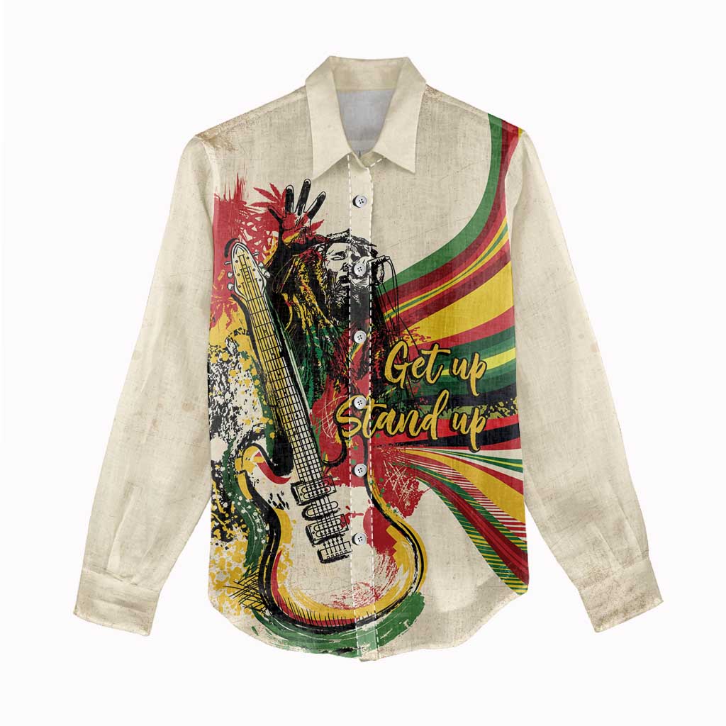 Reggae Soul B.Marley Grungy Women Casual Shirt Get Up Stand Up - African Pride