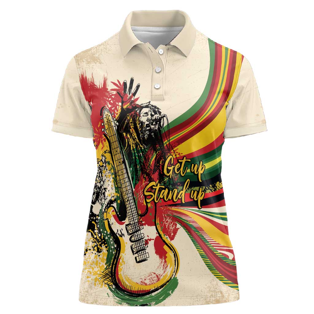 Reggae Soul B.Marley Grungy Women Polo Shirt Get Up Stand Up - African Pride