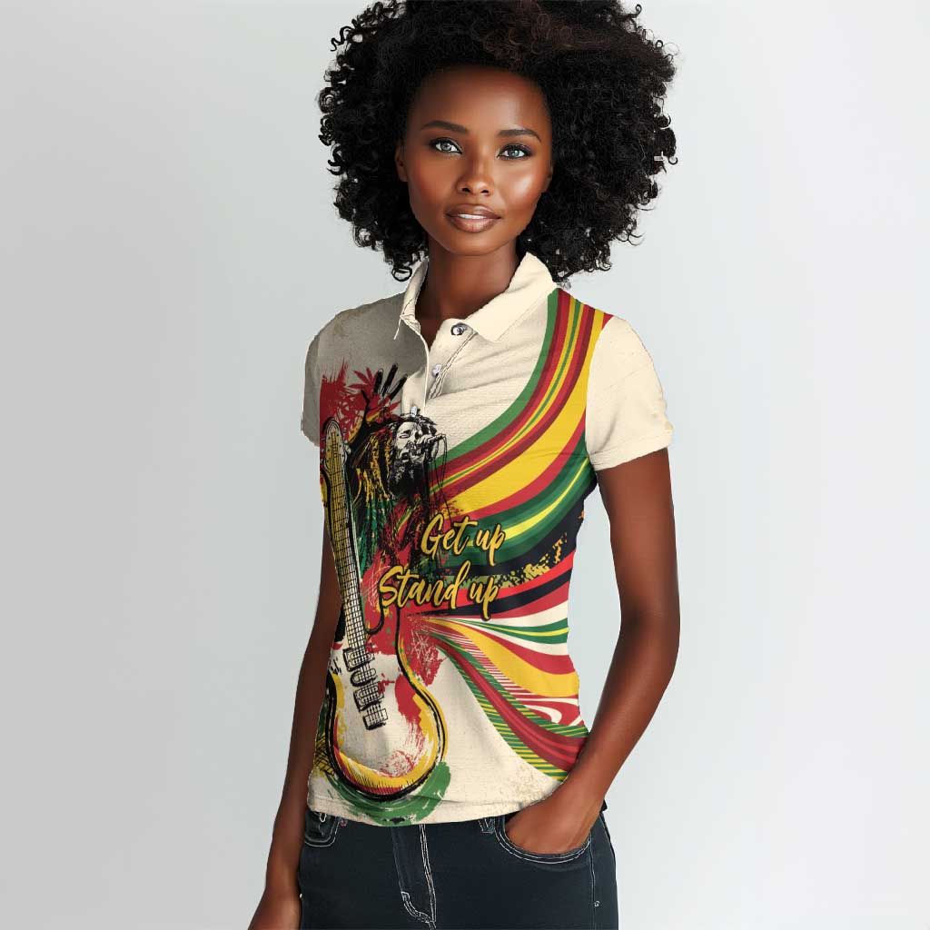 Reggae Soul B.Marley Grungy Women Polo Shirt Get Up Stand Up - African Pride