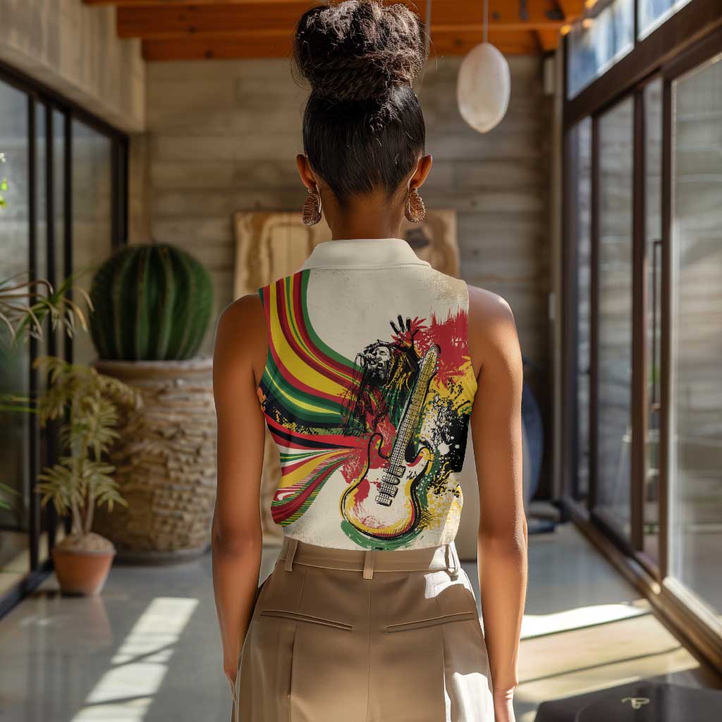 Reggae Soul B.Marley Grungy Women Sleeveless Polo Shirt Get Up Stand Up - African Pride