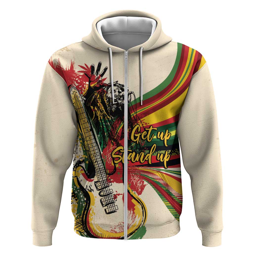 Reggae Soul B.Marley Grungy Zip Hoodie Get Up Stand Up - African Pride