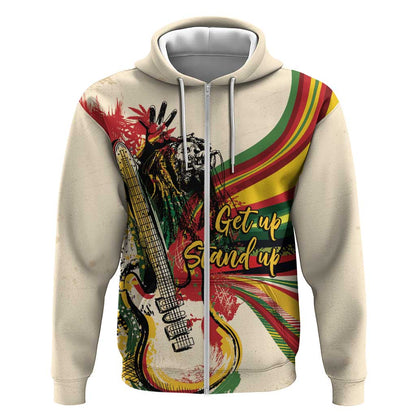 Reggae Soul B.Marley Grungy Zip Hoodie Get Up Stand Up - African Pride