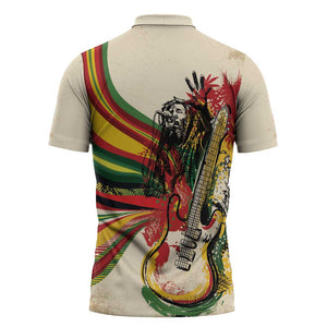 Reggae Soul B.Marley Grungy Zipper Polo Shirt Get Up Stand Up - African Pride
