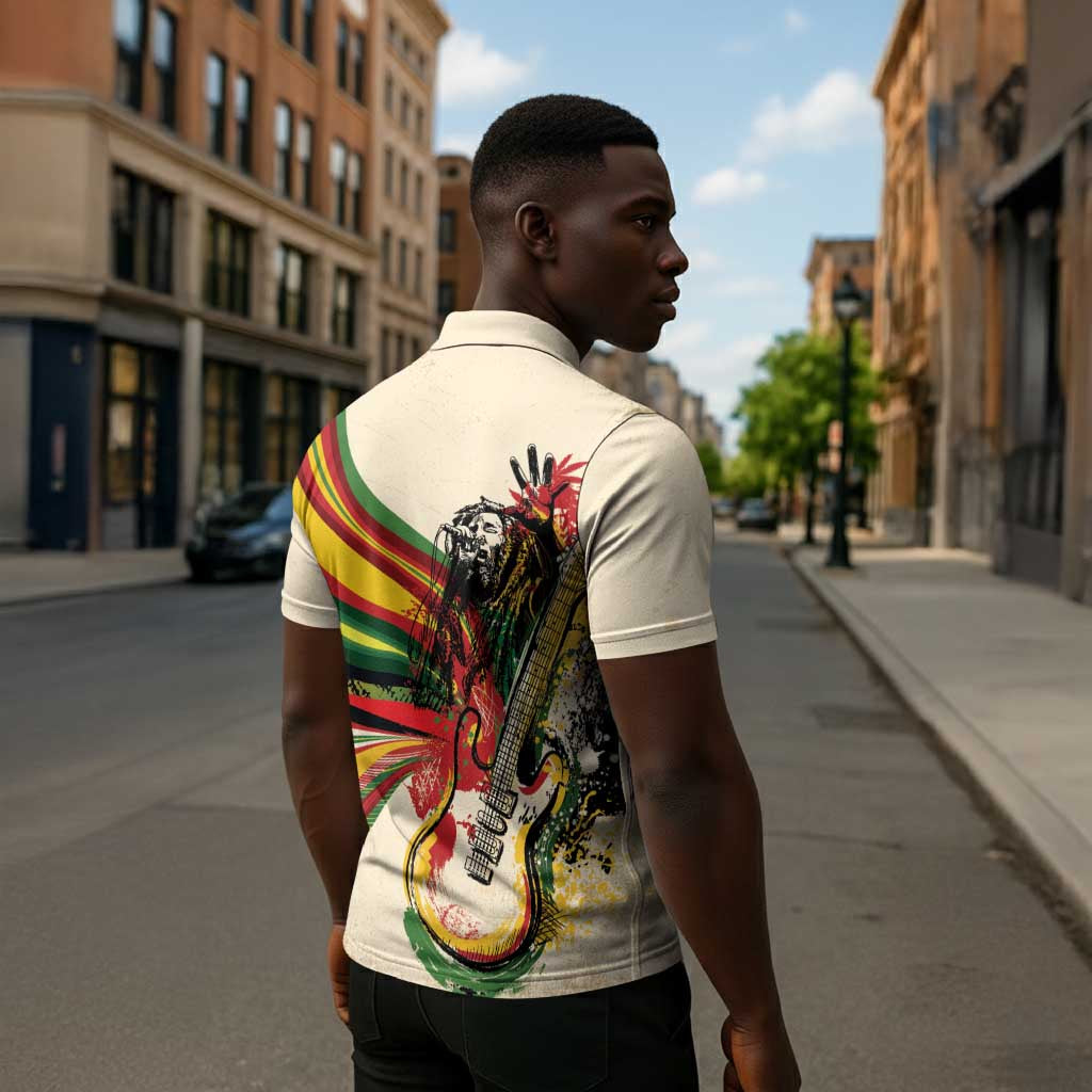 Reggae Soul B.Marley Grungy Zipper Polo Shirt Get Up Stand Up - African Pride