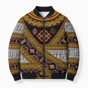 Cameroon Bamenda Toghu Inspired Bomber Puffer Jacket Classic Motifs