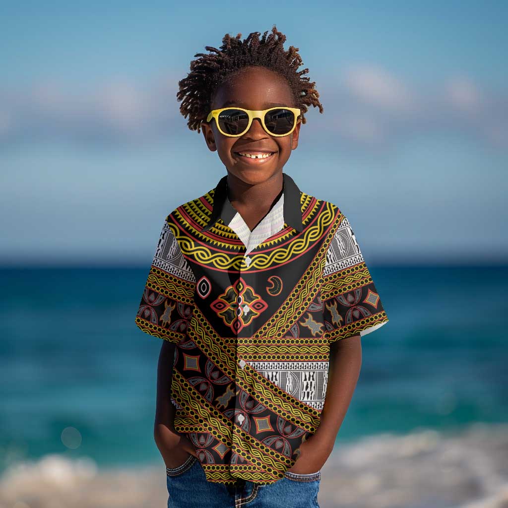 Cameroon Bamenda Toghu Inspired Kid Hawaiian Shirt Classic Motifs