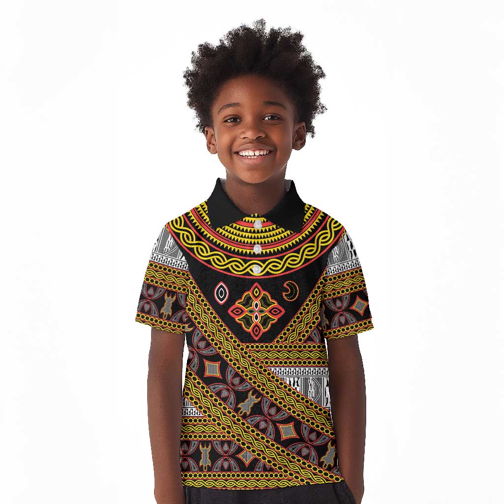 Cameroon Bamenda Toghu Inspired Kid Polo Shirt Classic Motifs