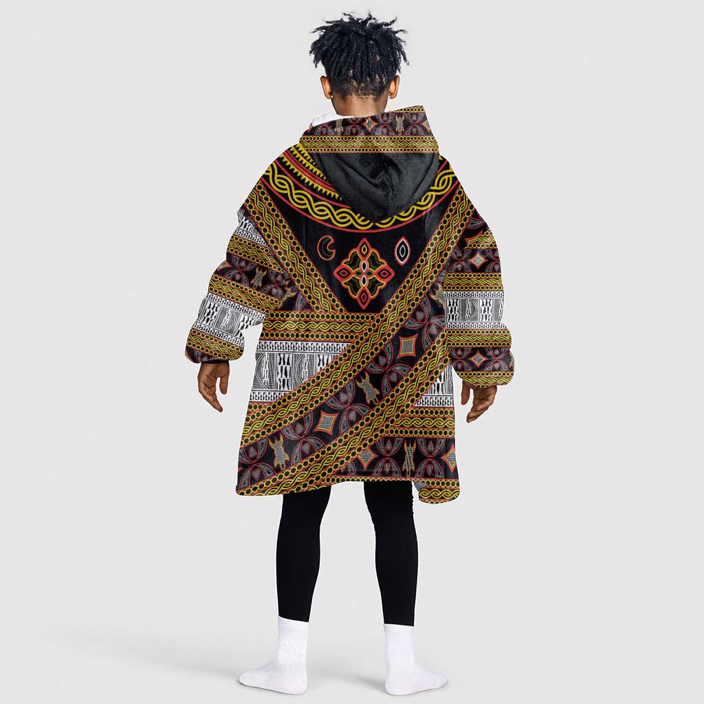 Cameroon Bamenda Toghu Inspired Kid Wearable Blanket Hoodie Classic Motifs