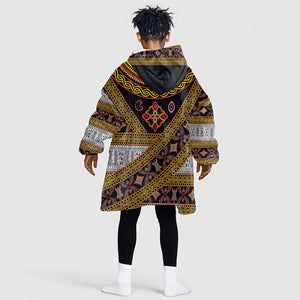 Cameroon Bamenda Toghu Inspired Kid Wearable Blanket Hoodie Classic Motifs