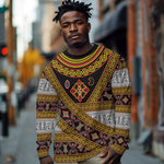 Cameroon Bamenda Toghu Inspired Long Sleeve Shirt Classic Motifs