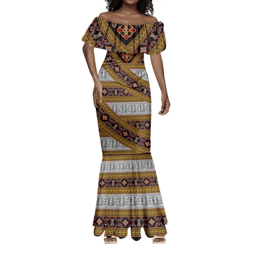 Cameroon Bamenda Toghu Inspired Mermaid Dress Classic Motifs