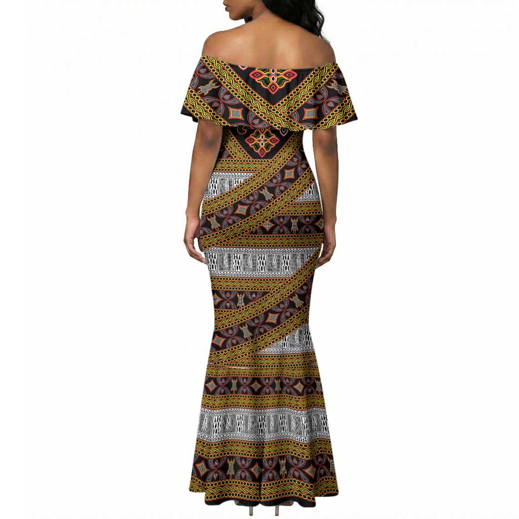 Cameroon Bamenda Toghu Inspired Mermaid Dress Classic Motifs