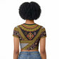 Cameroon Bamenda Toghu Inspired Raglan Cropped T shirt Classic Motifs