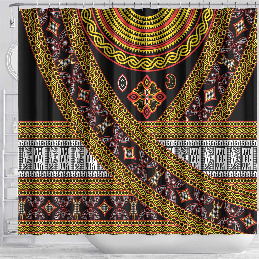 Cameroon Bamenda Toghu Inspired Shower Curtain Classic Motifs
