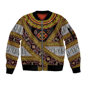 Cameroon Bamenda Toghu Inspired Sleeve Zip Bomber Jacket Classic Motifs