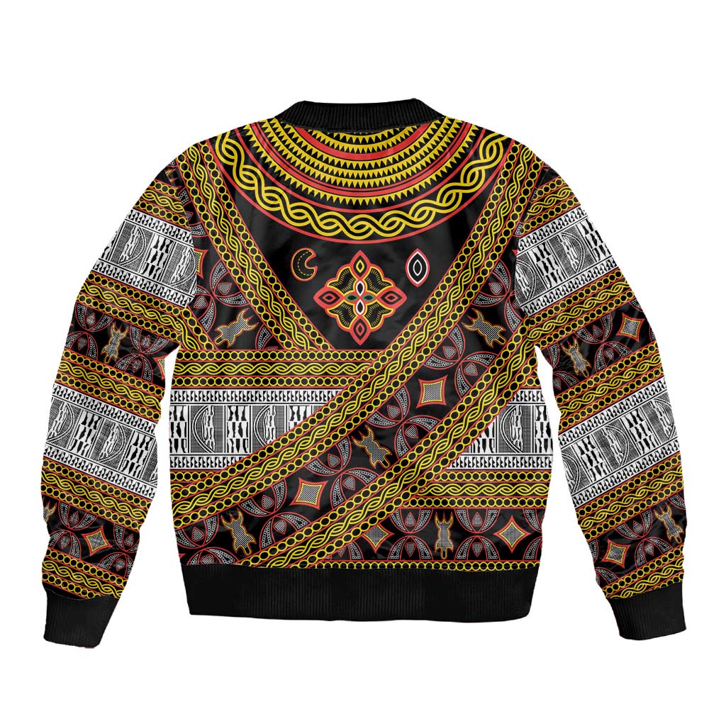 Cameroon Bamenda Toghu Inspired Sleeve Zip Bomber Jacket Classic Motifs