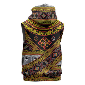 Cameroon Bamenda Toghu Inspired Sleeveless Zip Hoodie Classic Motifs