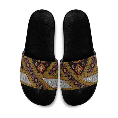 Cameroon Bamenda Toghu Inspired Slide Sandals Classic Motifs