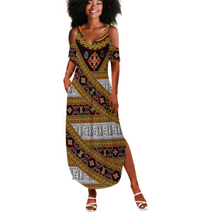 Cameroon Bamenda Toghu Inspired Summer Maxi Dress Classic Motifs