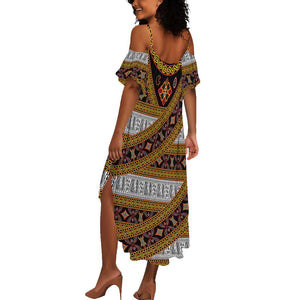 Cameroon Bamenda Toghu Inspired Summer Maxi Dress Classic Motifs