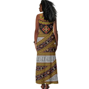 Cameroon Bamenda Toghu Inspired Tank Maxi Dress Classic Motifs