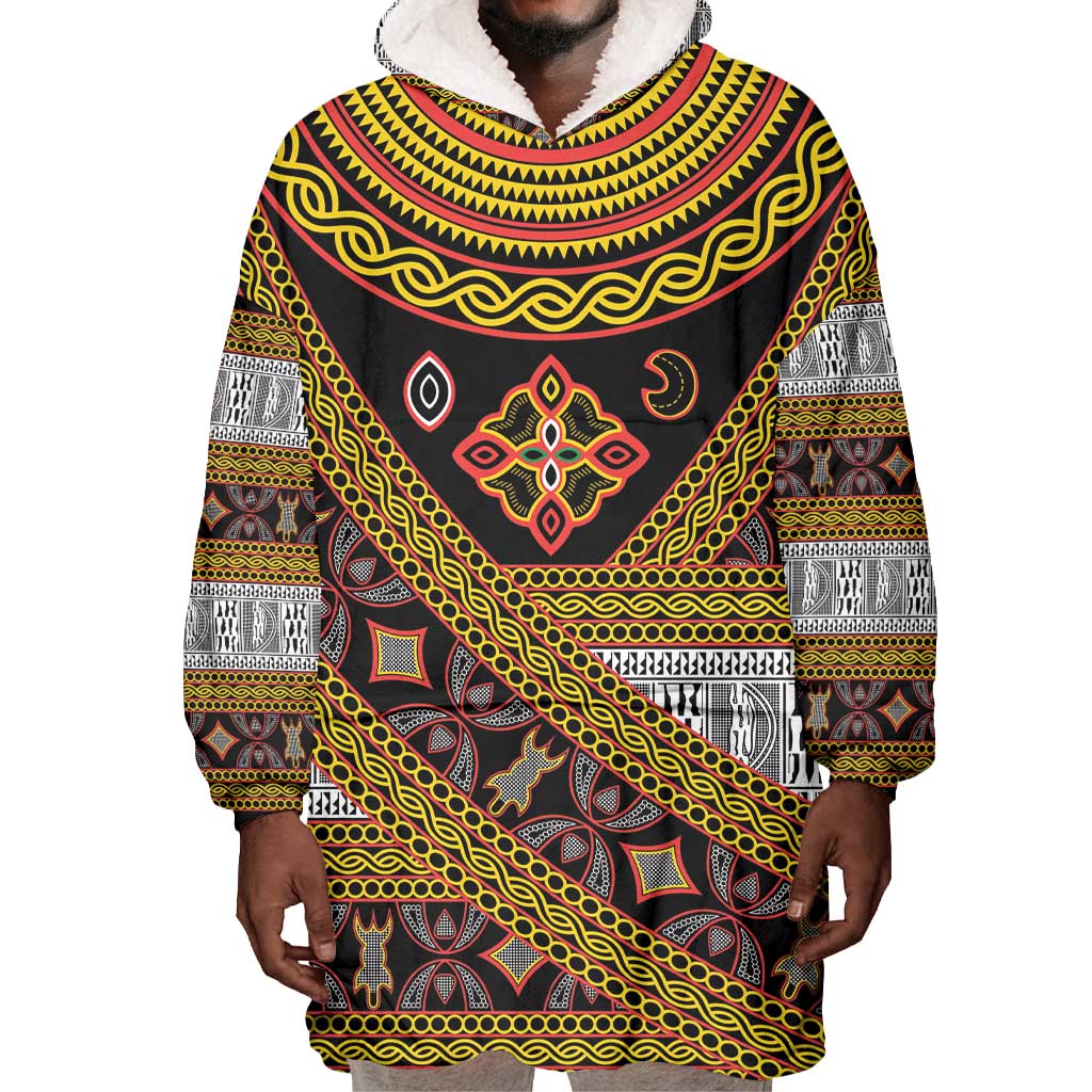 Cameroon Bamenda Toghu Inspired Wearable Blanket Hoodie Classic Motifs