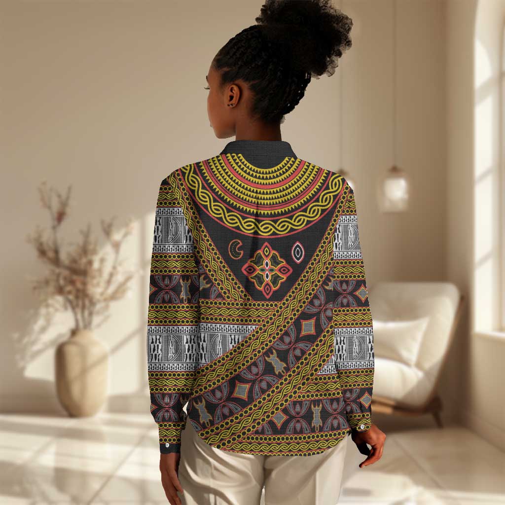 Cameroon Bamenda Toghu Inspired Women Casual Shirt Classic Motifs