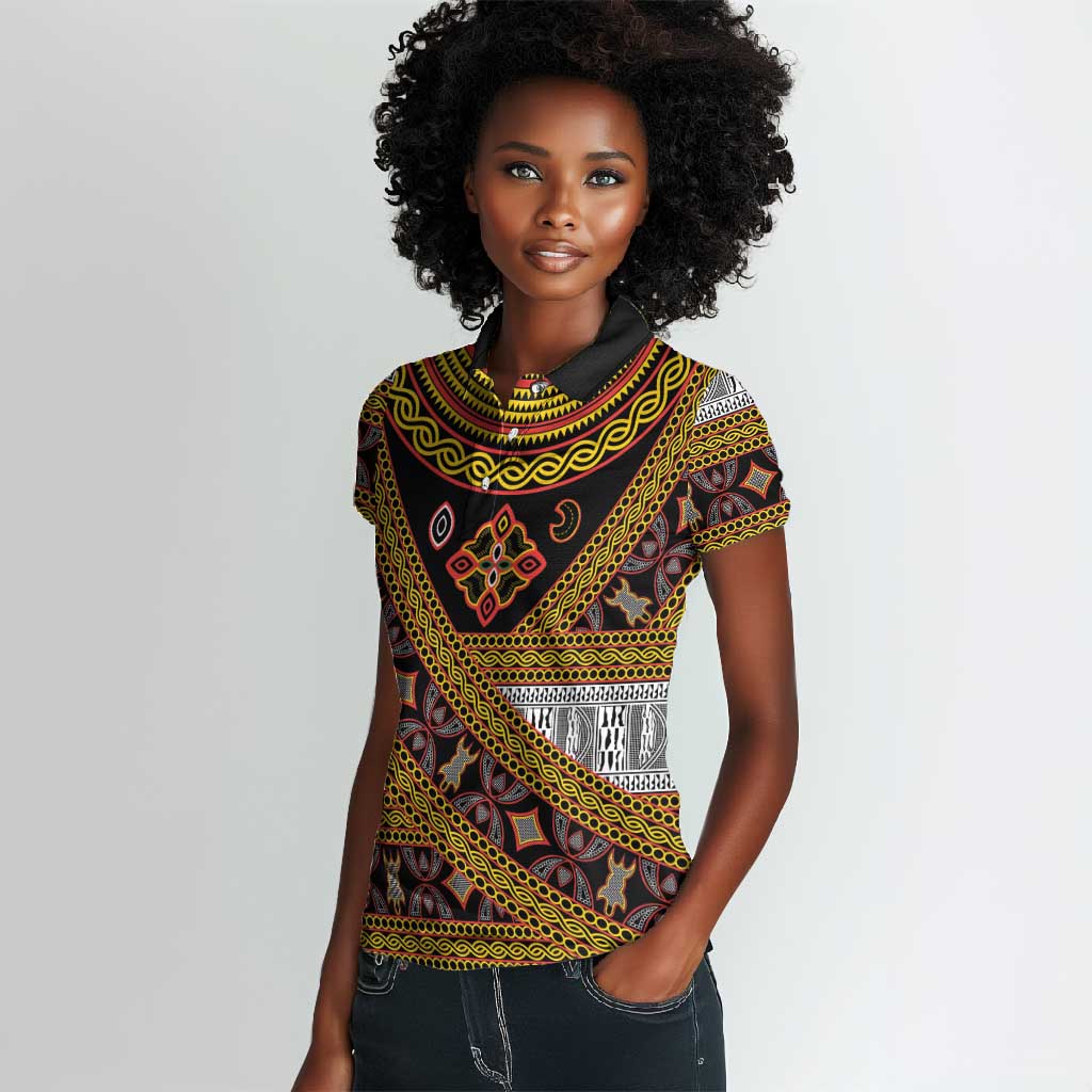 Cameroon Bamenda Toghu Inspired Women Polo Shirt Classic Motifs