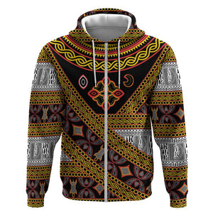 Cameroon Bamenda Toghu Inspired Zip Hoodie Classic Motifs