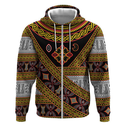 Cameroon Bamenda Toghu Inspired Zip Hoodie Classic Motifs