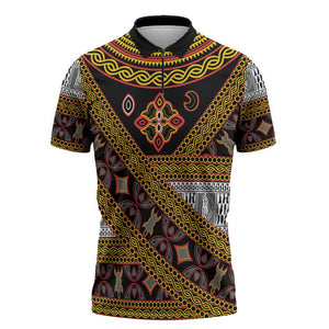 Cameroon Bamenda Toghu Inspired Zipper Polo Shirt Classic Motifs