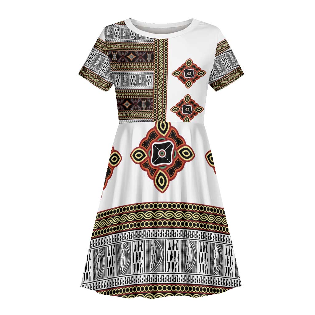 Cameroon Ndop Atoghu Inspired Kid Short Sleeve Dress