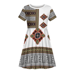 Cameroon Ndop Atoghu Inspired Kid Short Sleeve Dress