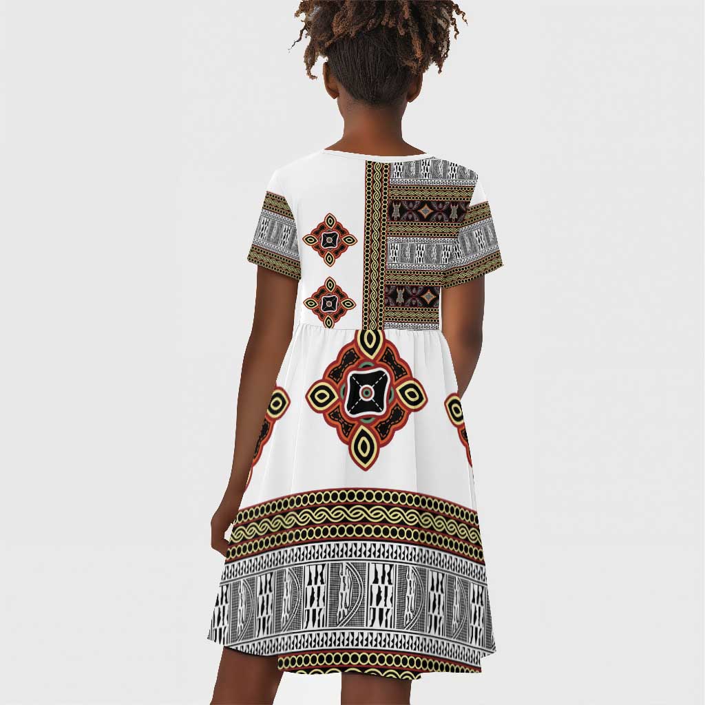Cameroon Ndop Atoghu Inspired Kid Short Sleeve Dress