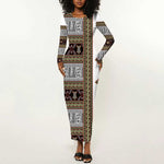 Cameroon Ndop Atoghu Inspired Long Sleeve Bodycon Dress