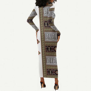 Cameroon Ndop Atoghu Inspired Long Sleeve Bodycon Dress