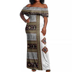 Cameroon Ndop Atoghu Inspired Off Shoulder Maxi Dress