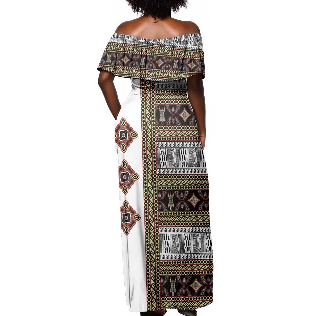 Cameroon Ndop Atoghu Inspired Off Shoulder Maxi Dress